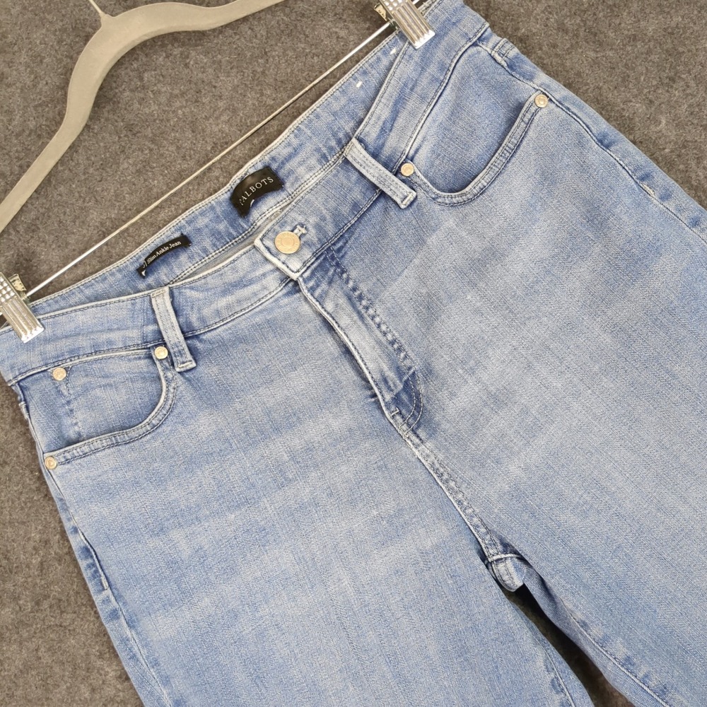 Talbots Slim Ankle Jeans Womens 10 Light Wash Blue Stretch Denim Mid Rise Pants